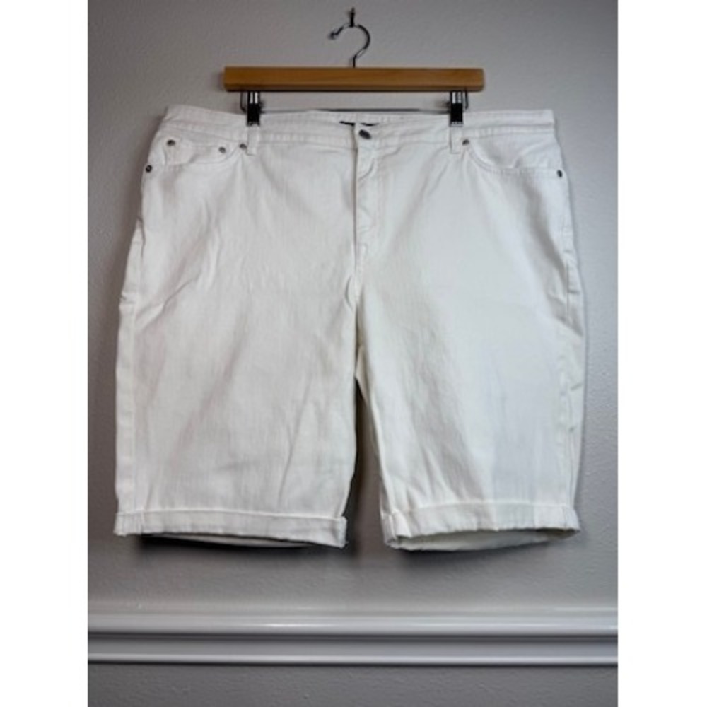 Lauren Ralph Lauren Womens White Denim Shorts Stretch Cuffed 20W Plus Size